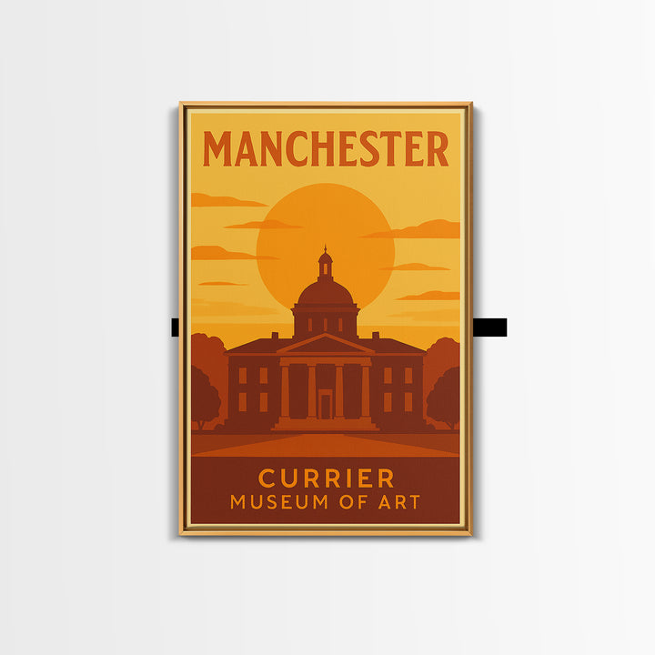 Manchester New Hampshire Travel Poster, Canvas Print, Gold Art Deco Poster Art, Manchester City Art, Vintage Travel Print, Wall Art