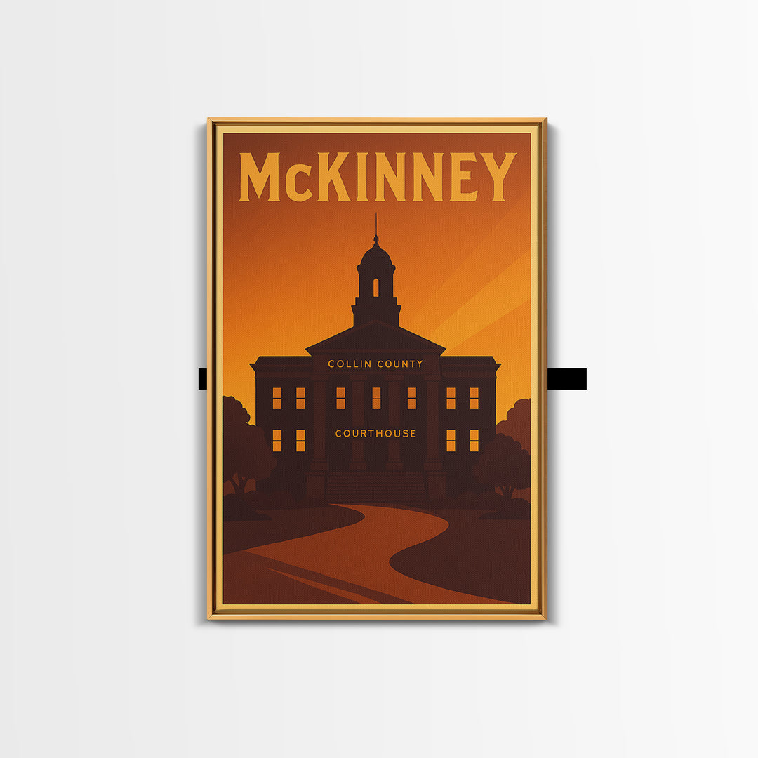 Mckinney Texas Travel Poster, Canvas Print, Vintage Deco Wall Art, Mckinney Art Print, Travel Art Print, Vintage City Poster, Wall Art