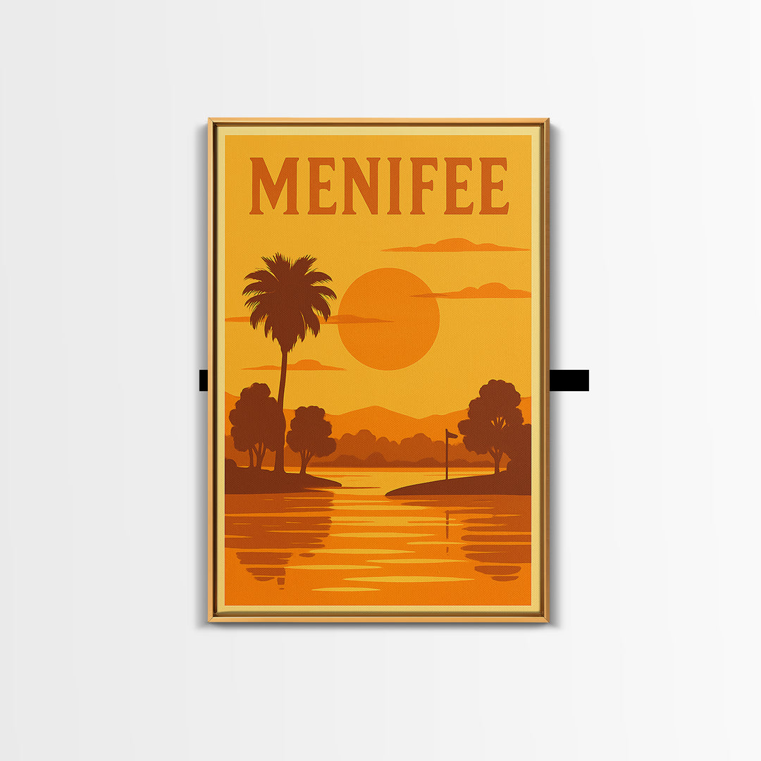 Menifee California Travel Poster, Canvas Print, Gold Art Deco Poster Art, Menifee Travel Art, Fine Art Print, Wanderlust Decor, Poster Art