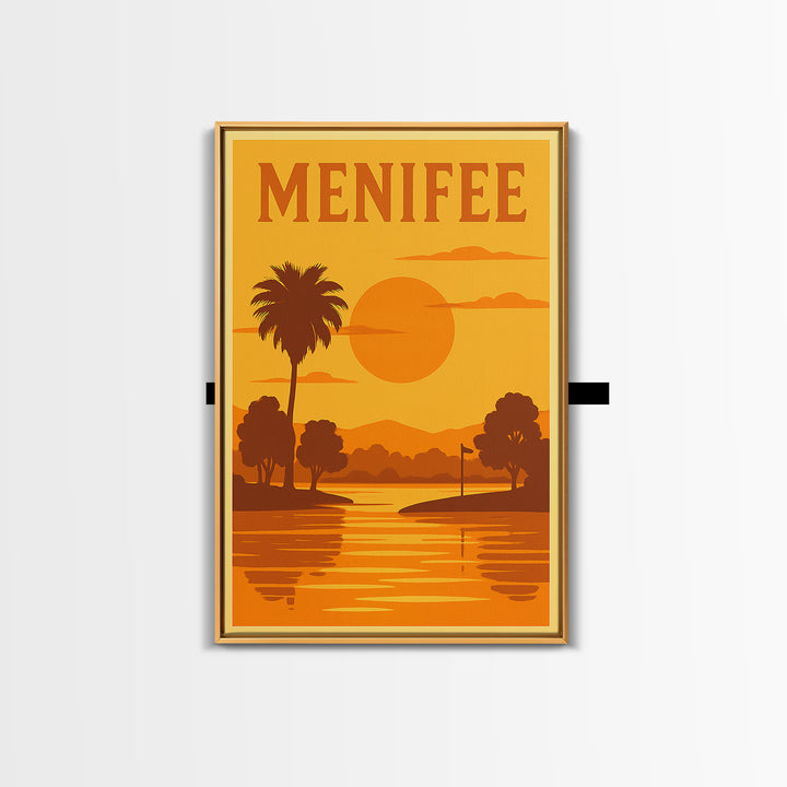 Menifee California Travel Poster, Canvas Print, Gold Art Deco Poster Art, Menifee Travel Art, Fine Art Print, Wanderlust Decor, Poster Art