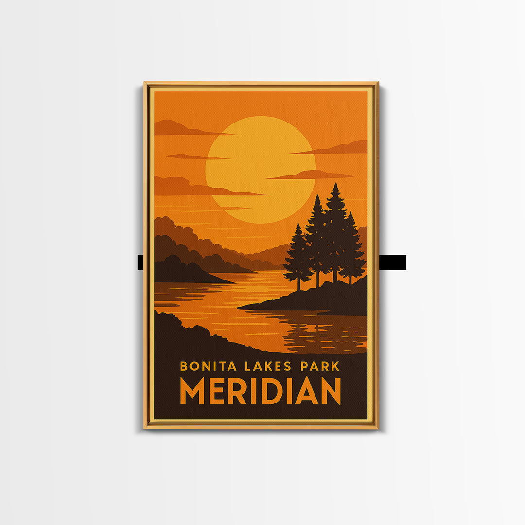 Meridian Travel Poster, Canvas Print, Gold Art Deco Poster Art, Meridian Travel Art, City Art Print, Vintage Travel Art, Vintage City Poster