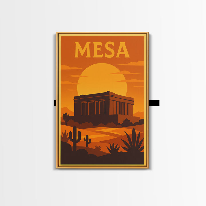 Mesa Arizona Travel Poster, Canvas Print, Gold Art Deco Poster Art, Mesa Art Print, Gift For Travelers, Vintage City Poster, Fine Art Print