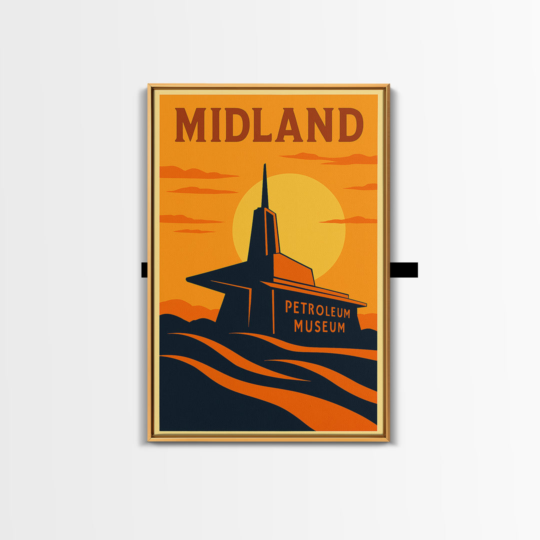 Midland Texas Travel Poster, Canvas Print, Vintage Deco Wall Art, Midland Poster Print, Vintage City Poster, Travel Prints, Vintage City Art
