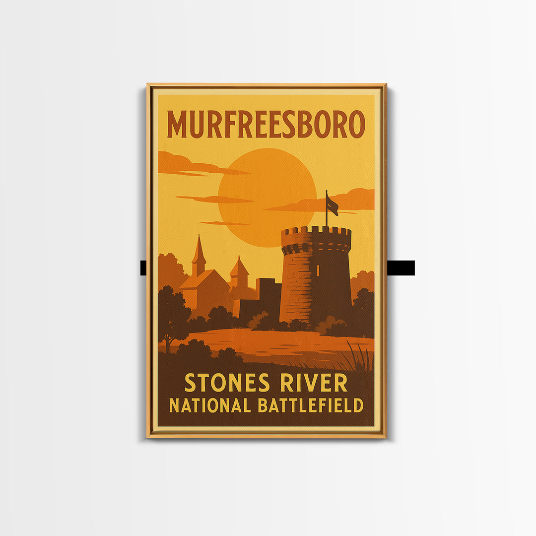 Murfreesboro Tennessee Travel Poster, Canvas Print, Golden Travel Poster Art, Murfreesboro Travel Art, Eclectic Wall Decor, Office Decor