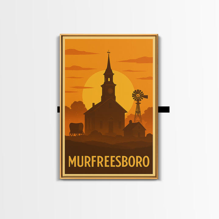 Murfreesboro Travel Poster, Canvas Print, Golden Travel Poster Art, Murfreesboro City Art, Vintage Travel Print, Living Room Wall Art