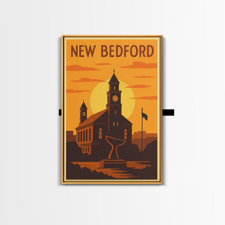 New Bedford Massachusetts Travel Poster, Canvas Print, Gold Art Deco Poster Art, New Bedford City Art, Travel Poster Set, City Poster