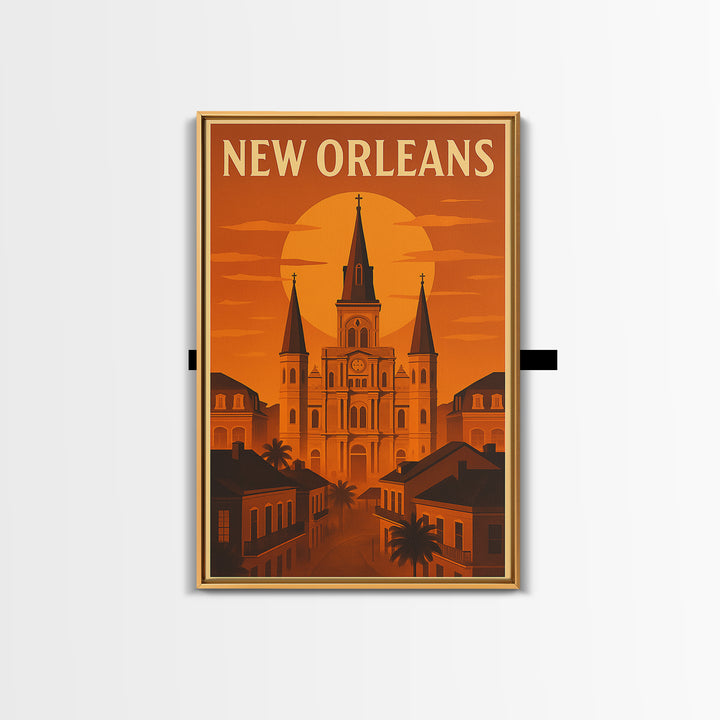 New Orleans Louisiana Travel Poster, Canvas Print, Gold Art Deco Poster Art, New Orleans Art Print, Travel Wall Decor, Gift For Travelers