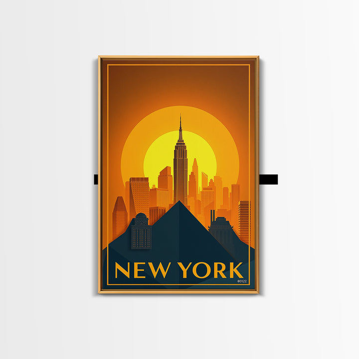 New York City New York Travel Poster, Canvas Print, Gold Art Deco Poster Art, New York Wall Art, Wall Art, Watercolor Skyline Art