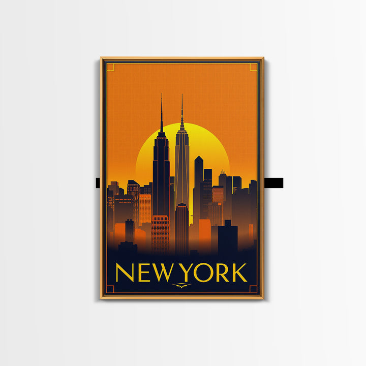 New York Travel Poster, Canvas Print, Gold Art Deco Poster Art, New York City Art, Travel Poster Set, Fine Art Print, Watercolor Cityscape