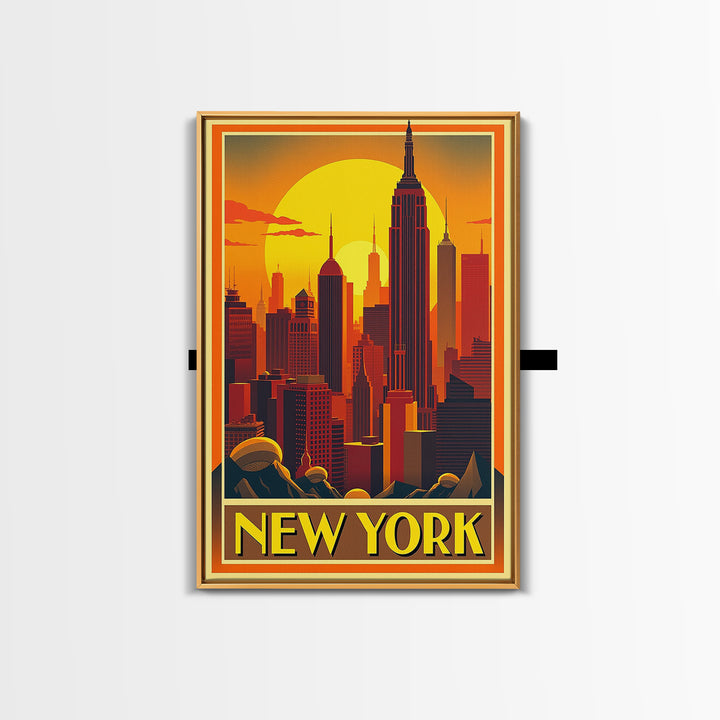 New York Travel Poster, Canvas Print, Gold Art Deco Poster Art, New York Poster Print, Wanderlust Decor, Fine Art Print, Home Office Decor