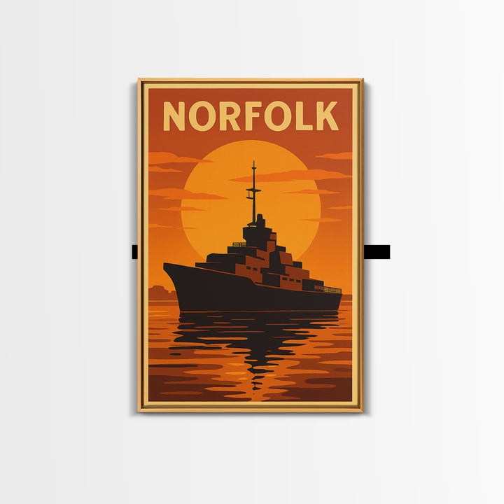 Norfolk Virginia Travel Poster, Canvas Print, Gold Art Deco Poster Art, Norfolk Art Print, Wanderlust Decor, Retro Travel Print, Wall Art