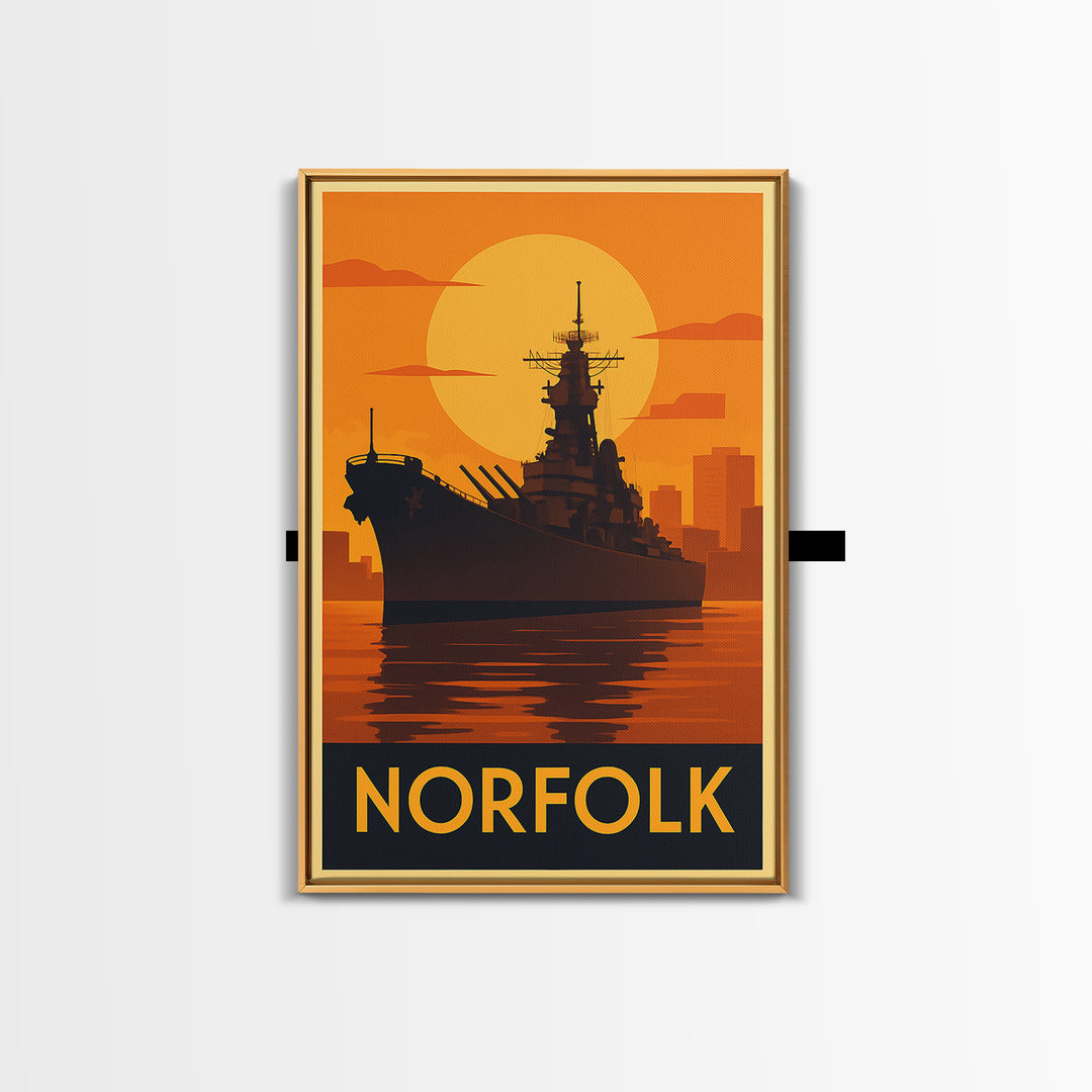 Norfolk Travel Poster, Framed Canvas Print, Vintage Deco Wall Art, Norfolk City Art, Retro Travel Print, Vintage Travel Art, Travel Print
