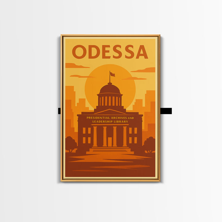 Odessa Texas Travel Poster, Canvas Print, Golden Poster Art, Odessa Art Print, Retro Travel Print, Vintage Travel Print, City Illustration