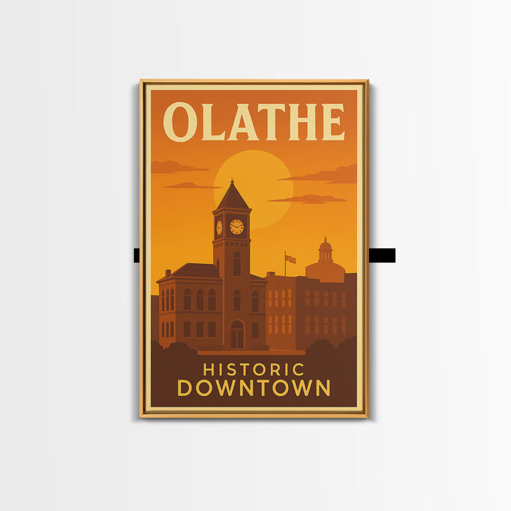 Olathe Kansas Travel Poster, Framed Canvas Print, Gold Art Deco Poster Art, Olathe Wall Art, Travel Poster Art, Home Office Decor, Art Print