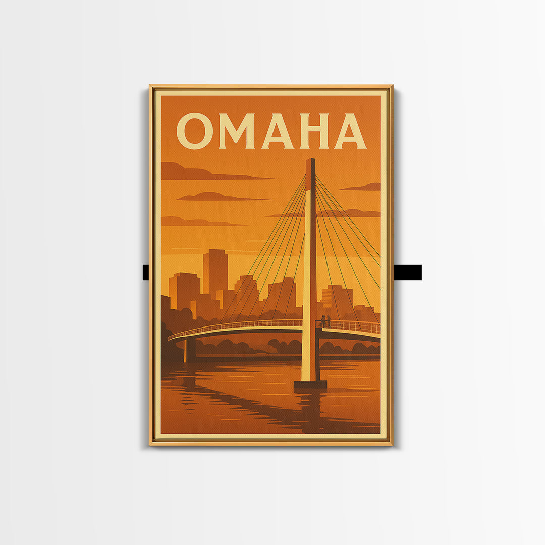 Omaha Nebraska Travel Poster, Canvas Print, Gold Art Deco Poster Art, Omaha Art Print, Vintage Travel Art, Fine Art Print, Travel Art Print