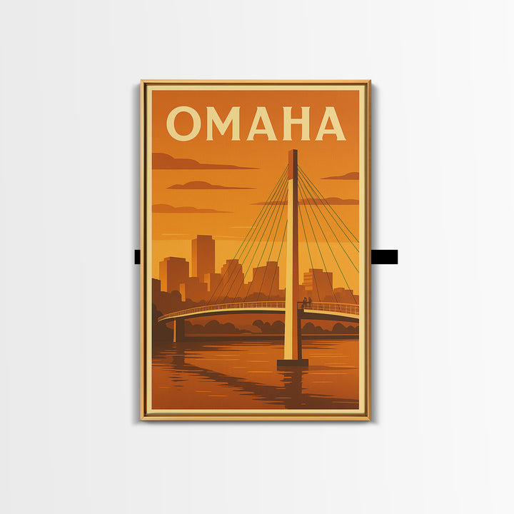 Omaha Nebraska Travel Poster, Canvas Print, Gold Art Deco Poster Art, Omaha Art Print, Vintage Travel Art, Fine Art Print, Travel Art Print