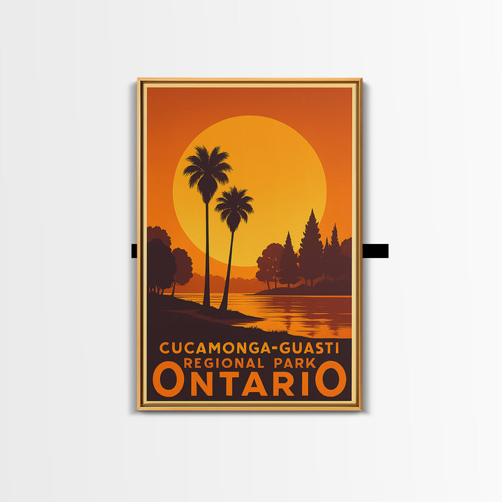 Ontario Travel Poster, Canvas Print, Warm Sunset Silhouette Art, Ontario Poster Print, City Illustration, Vintage Travel Print