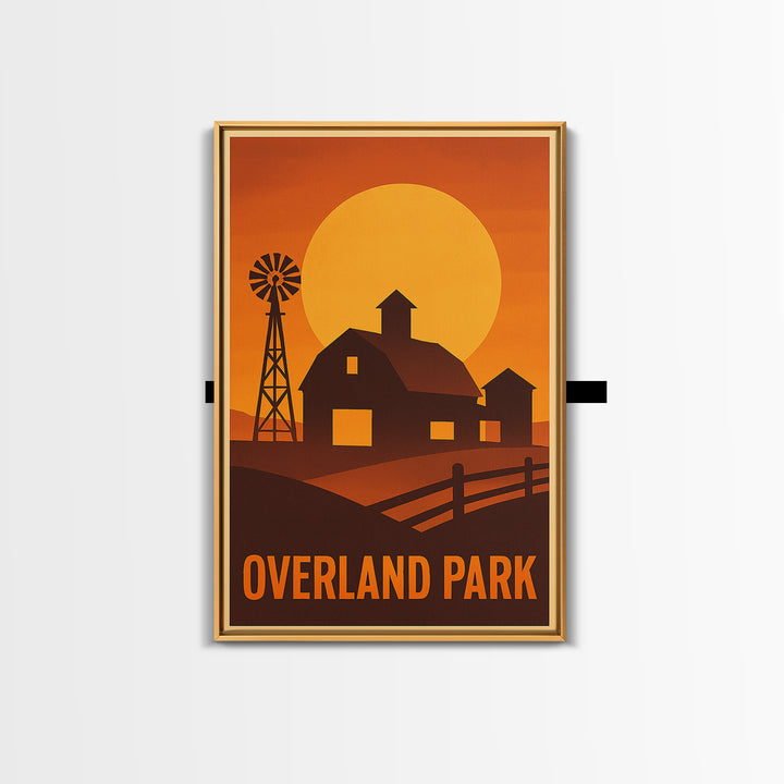 Overland Park Travel Poster, Canvas Print, Golden Travel Poster Art, Overland Park Poster Print, Travel Art Print, Vintage City Art