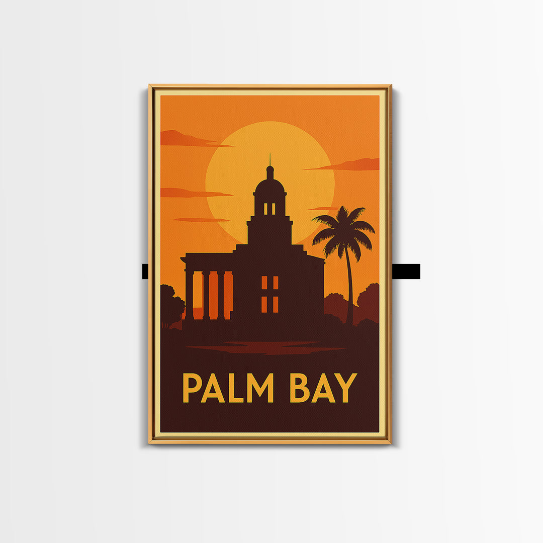 Palm Bay Travel Poster, Framed Canvas Print, Vintage Deco Wall Art, Palm Bay Poster Print, City Travel Prints, City Art Print, Design 2