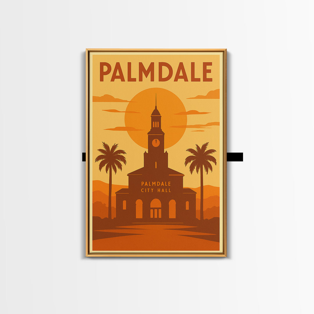 Palmdale California Travel Poster, Canvas Print, Gold Art Deco Poster Art, Palmdale Art Print, Travel Art, Wanderlust Decor, Travel Prints
