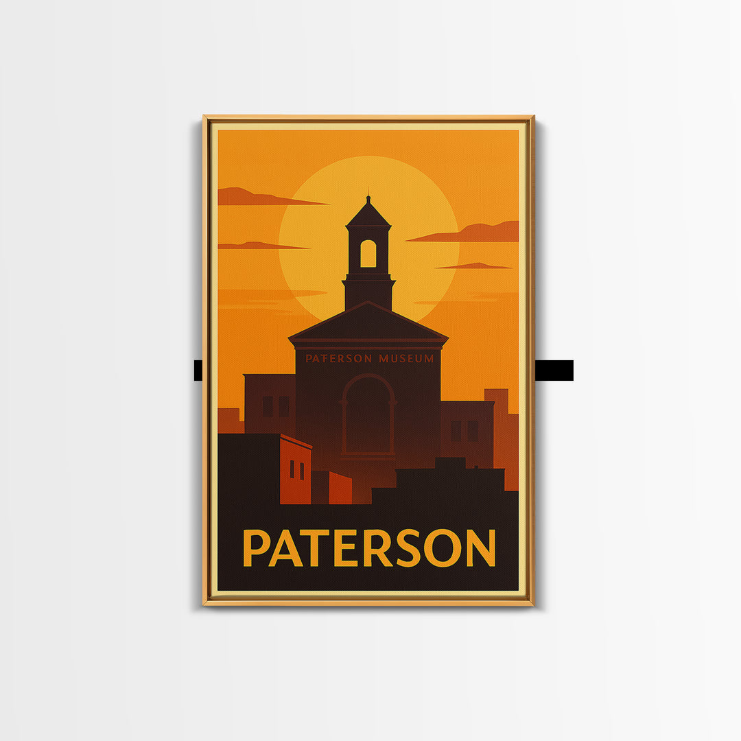 Paterson Travel Poster, Canvas Print, Gold Art Deco Poster Art, Paterson Travel Art, Home Office Decor, Retro Travel Print, Wall Art