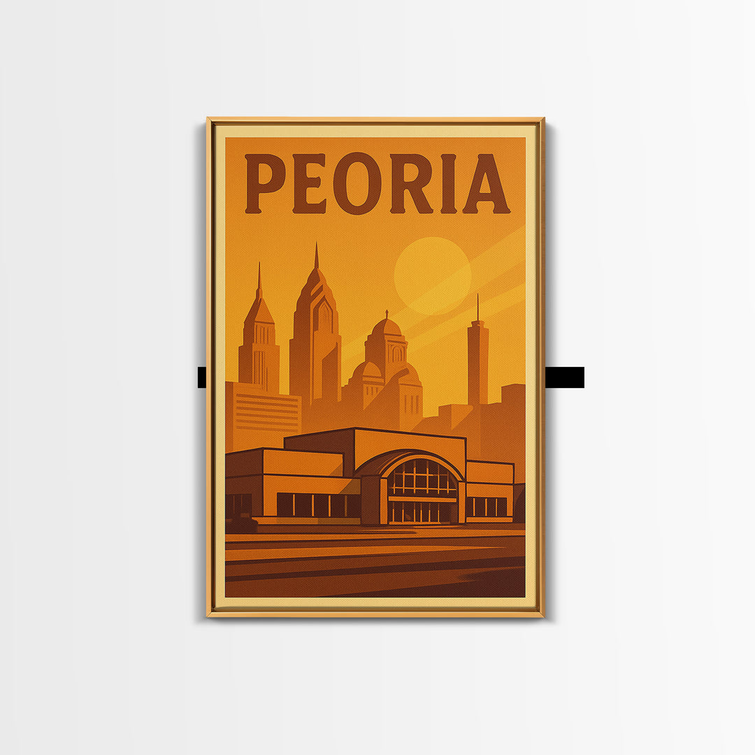 Peoria Travel Poster, Canvas Print, Vintage Deco Wall Art, Peoria City Art, Retro Travel Print, City Art Print, City Travel Prints