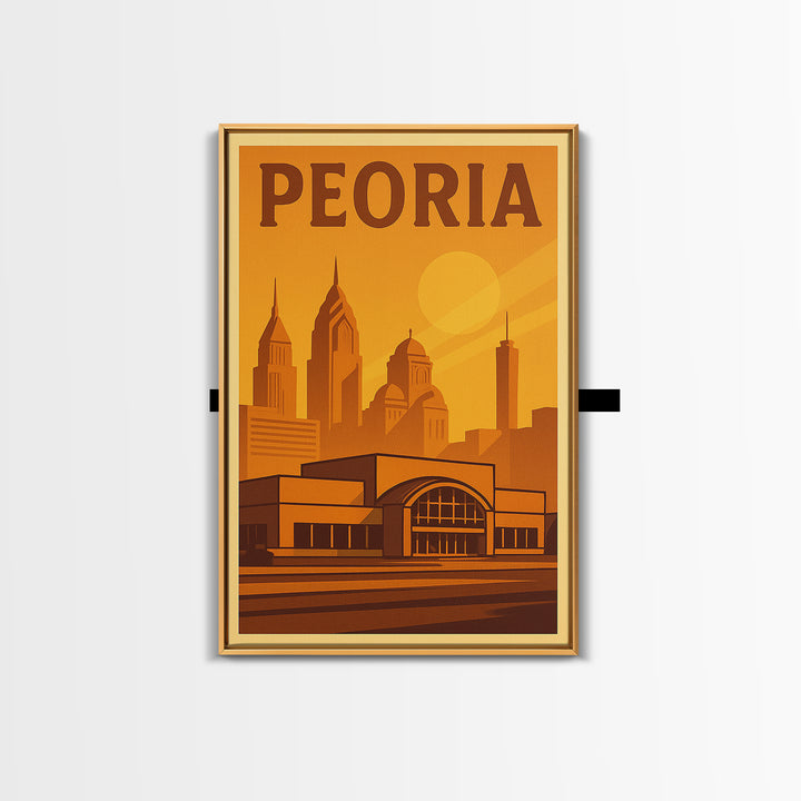 Peoria Travel Poster, Canvas Print, Vintage Deco Wall Art, Peoria City Art, Retro Travel Print, City Art Print, City Travel Prints