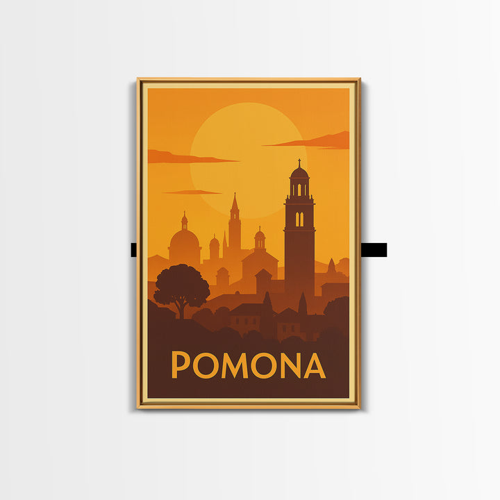 Pomona Travel Poster, Canvas Print, Gold Art Deco Poster Art, Pomona Poster Print, Mid Century Wall Art, Living Room Wall Art, Design 2