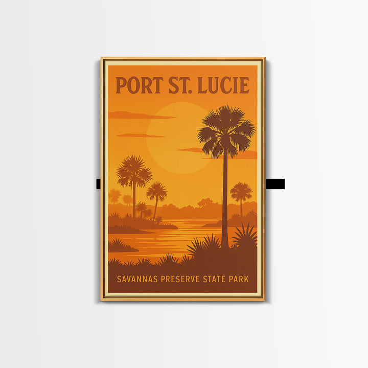 Port St Lucie Florida Travel Poster, Canvas Print, Gold Art Deco Poster Art, Port St Lucie Poster Print, Travel Wall Decor, Fine Art Print