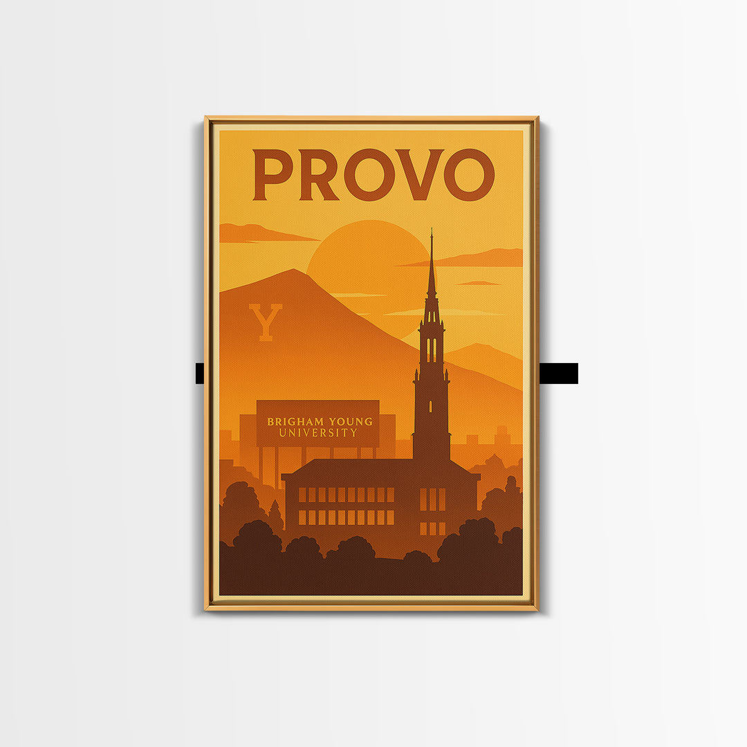 Provo Utah Travel Poster, Canvas Print, Golden Travel Poster Art, Provo City Art, Wanderlust Decor, Gift For Travelers, Travel Wall Art