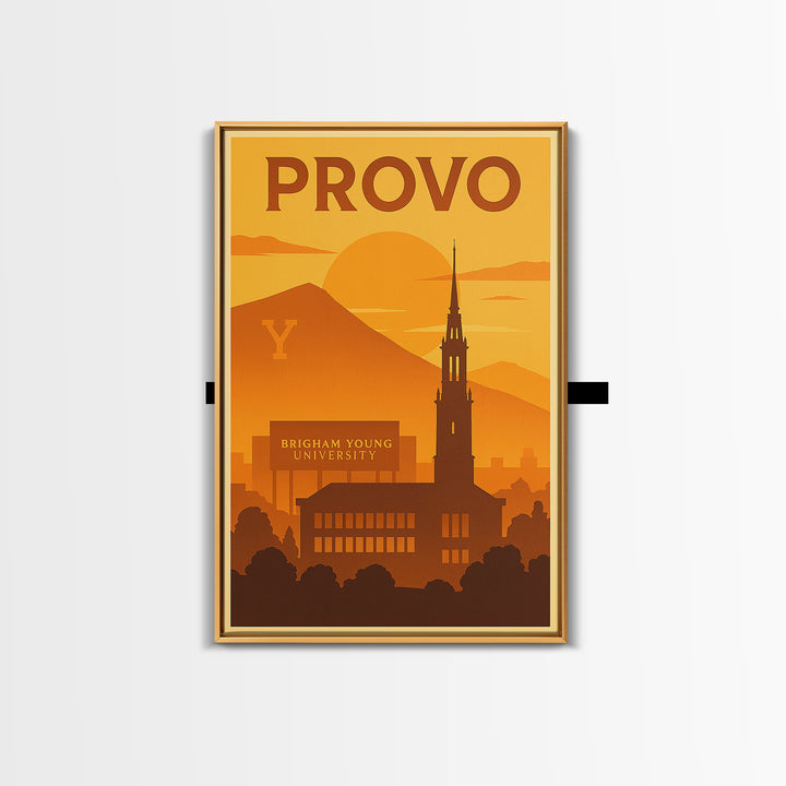 Provo Utah Travel Poster, Canvas Print, Golden Travel Poster Art, Provo City Art, Wanderlust Decor, Gift For Travelers, Travel Wall Art