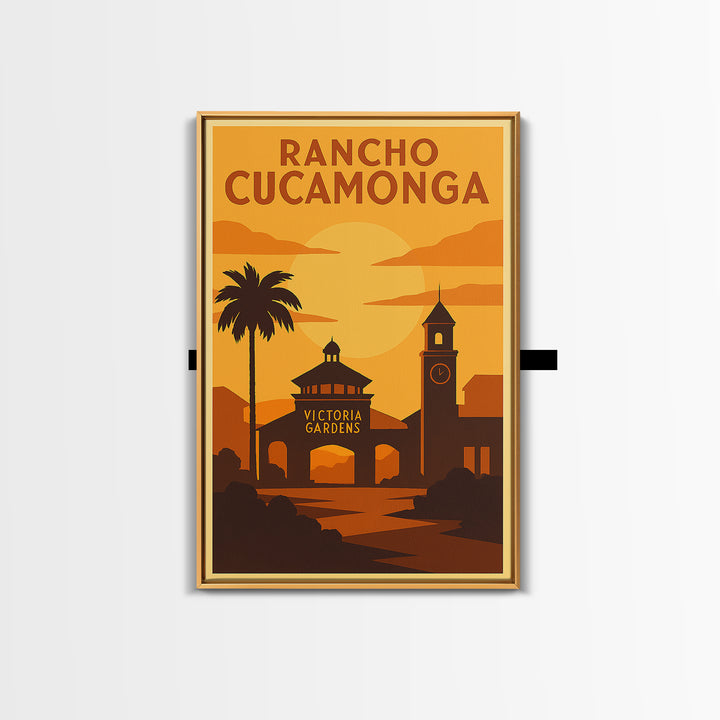 Rancho Cucamonga California Travel Poster, Canvas Print, Gold Art Deco Poster Art, Rancho Cucamonga Art Print, Modern Wall Decor, Home Decor
