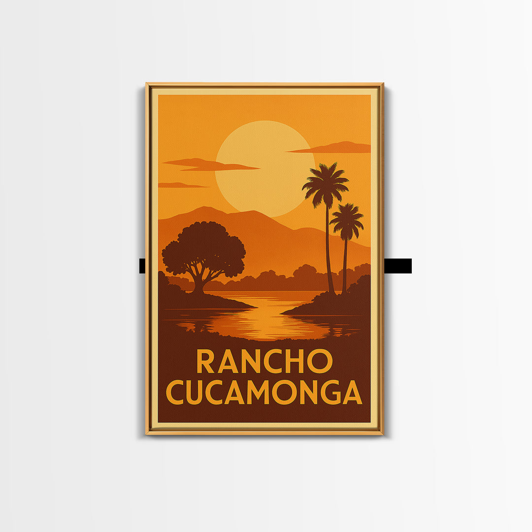 Rancho Cucamonga Travel Poster, Canvas Print, Gold Art Deco Poster Art, Rancho Cucamonga Wall Art, Travel Wall Decor, Home Office Decor