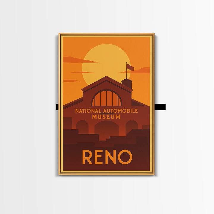 Reno Travel Poster, Canvas Print, Gold Art Deco Poster Art, Reno Travel Art, Travel Art Print, City Travel Prints, Eclectic Wall Decor