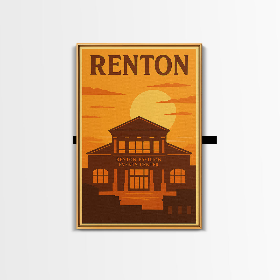 Renton Washington Travel Poster, Canvas Print, Warm Sunset Silhouette Art, Renton Art Print, Modern Wall Decor, Wall Art, Fine Art Print