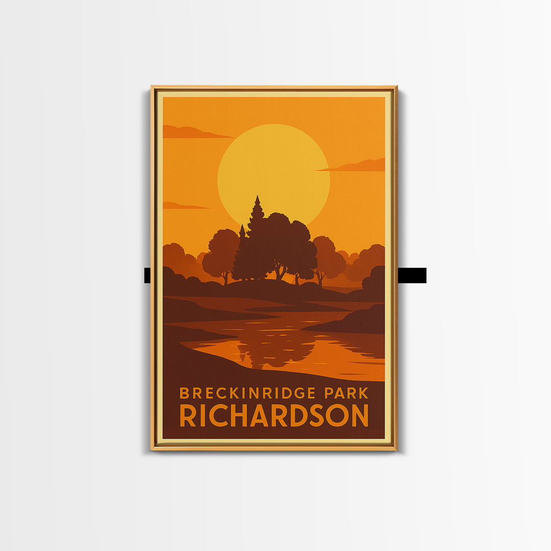 Richardson Travel Poster, Canvas Print, Warm Sunset Silhouette Art, Richardson Travel Art, Watercolor Skyline Art, Mid Century Wall Art