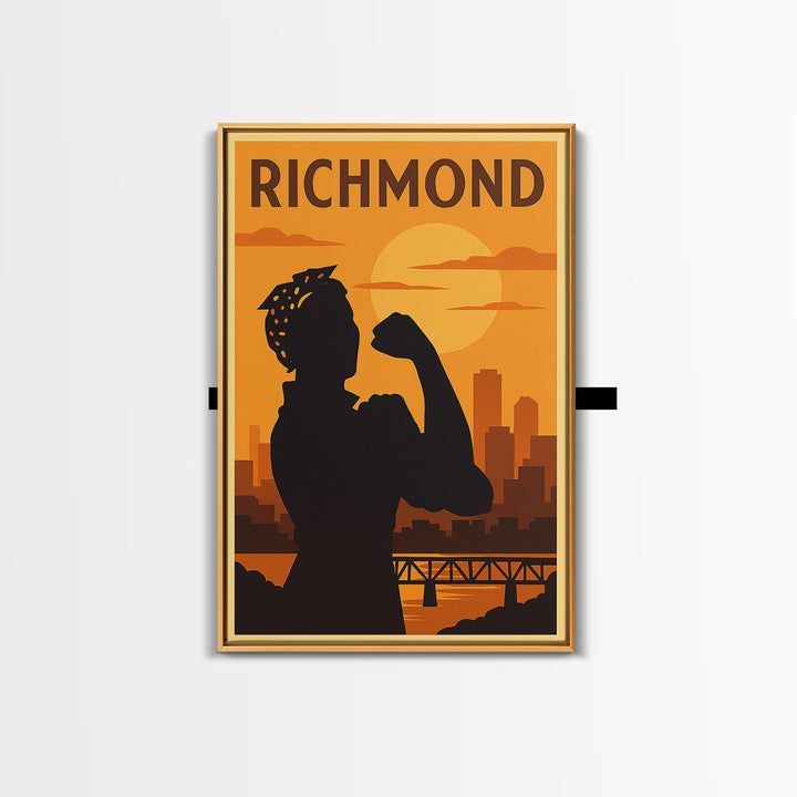 Richmond Virginia Travel Poster, Canvas Print, Golden Travel Poster Art, Richmond Wall Art, Travel Art Print, Travel Poster Art, Wall Art