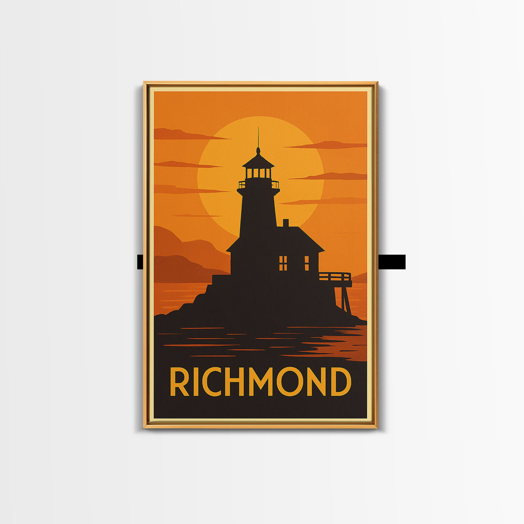 Richmond Travel Poster, Canvas Print, Warm Sunset Silhouette Art, Richmond Art Print, Home Office Decor, Travel Wall Art, Travel Poster Art