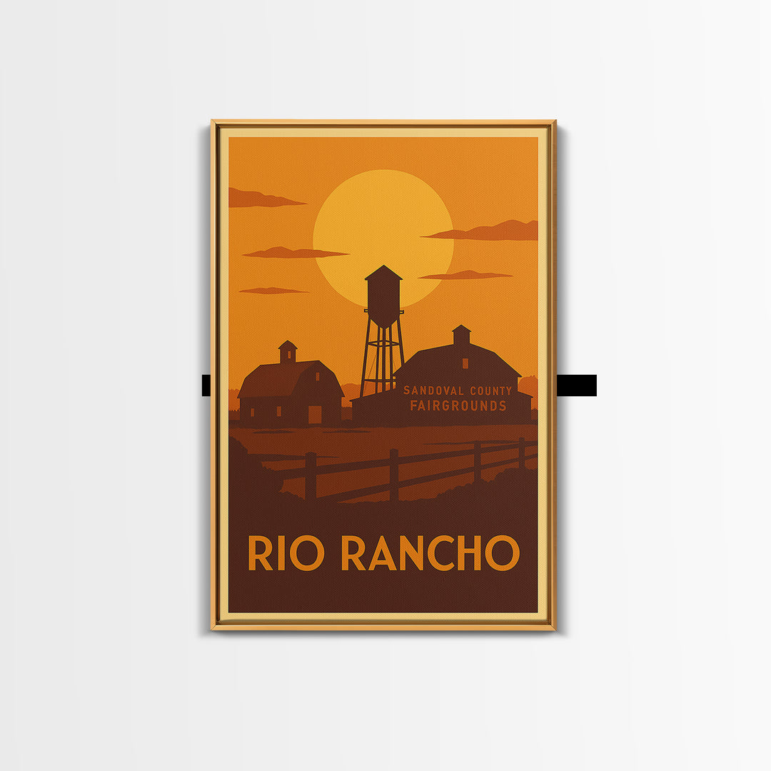 Rio Rancho Travel Poster, Framed Canvas Print, Warm Sunset Silhouette Art, Rio Rancho City Art, Travel Poster Art, Home Office Decor