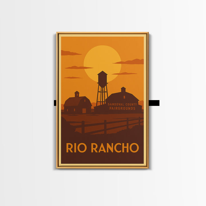 Rio Rancho Travel Poster, Framed Canvas Print, Warm Sunset Silhouette Art, Rio Rancho City Art, Travel Poster Art, Home Office Decor