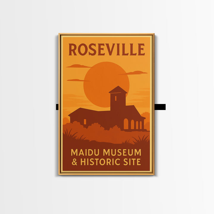 Roseville California Travel Poster, Canvas Print, Golden Poster Art, Roseville Art Print, Office Decor, Retro Travel Print, Travel Gift