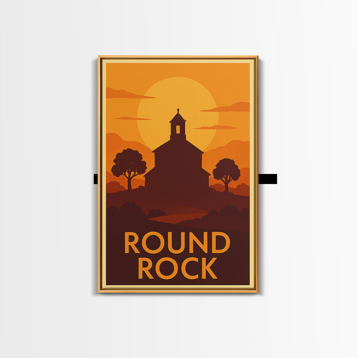 Round Rock Travel Poster, Canvas Print, Gold Art Deco Poster Art, Round Rock Wall Art, Travel Wall Art, Travel Poster Set, Fine Art Print