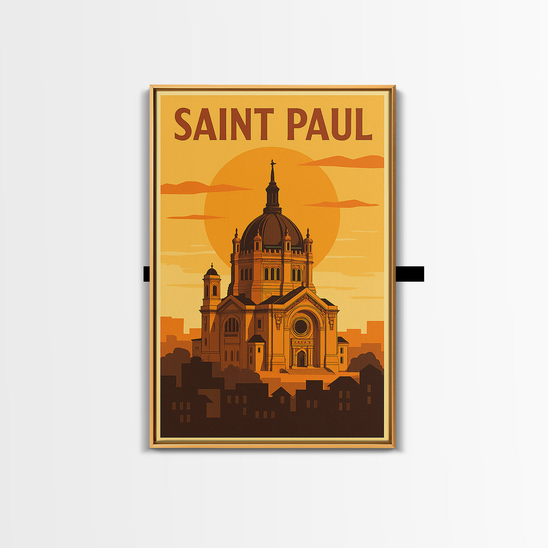 Saint Paul Minnesota Travel Poster, Canvas Print, Gold Art Deco Poster Art, Saint Paul Art Print, City Illustration, Eclectic Wall Decor