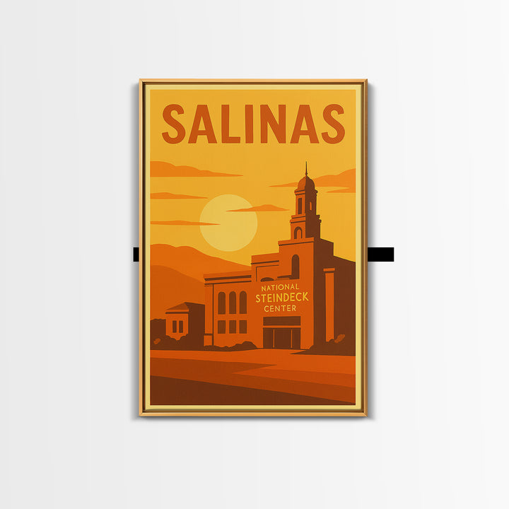 Salinas California Travel Poster, Framed Canvas Print, Gold Art Deco Poster Art, Salinas Art Print, Vintage City Poster, City Travel Prints