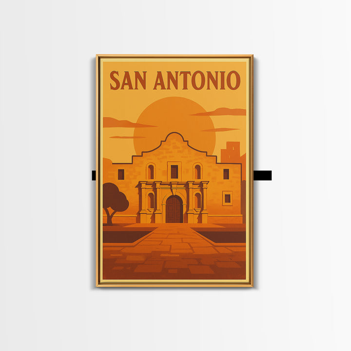 San Antonio Texas Travel Poster, Canvas Print, Warm Sunset Silhouette Art, San Antonio Travel Art, Travel Poster Art, Vintage City Art