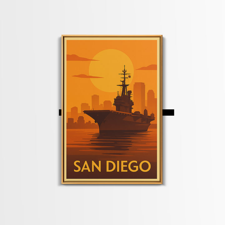 San Diego Travel Poster, Canvas Print, Gold Art Deco Poster Art, San Diego Wall Art, Fine Art Print, Vintage City Poster, City Art Print