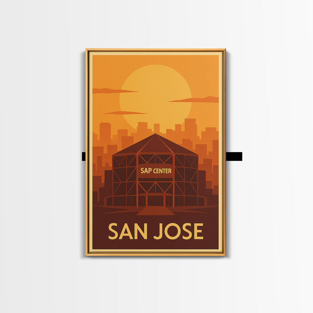 San Jose Travel Poster, Framed Canvas Print, Gold Art Deco Poster Art, San Jose Travel Art, Travel Poster Set, Home Office Decor