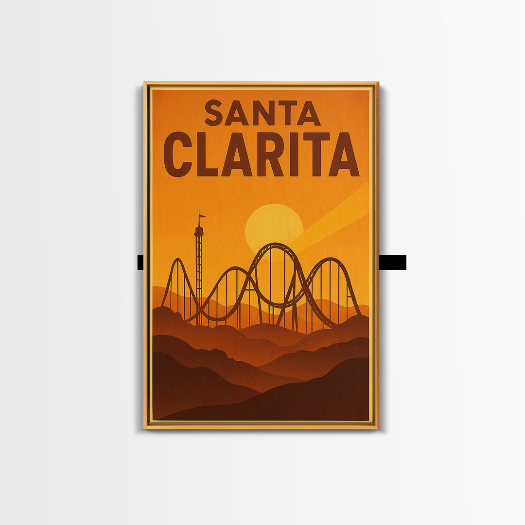 Santa Clarita California Travel Poster, Canvas Print, Golden Poster Art, Santa Clarita Travel Art, Vintage Travel Art, Vintage City Art