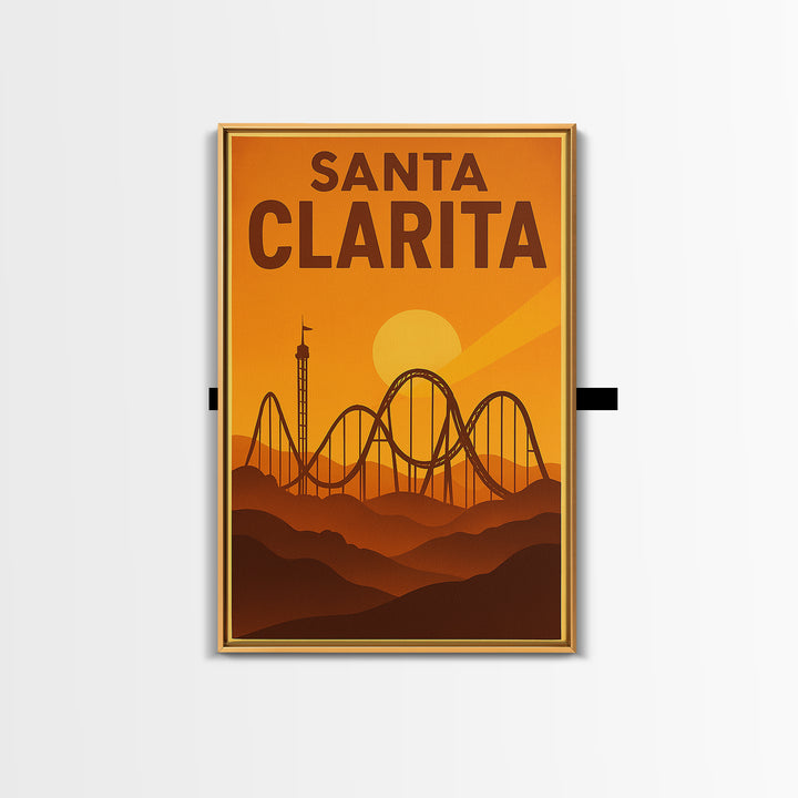 Santa Clarita California Travel Poster, Canvas Print, Golden Poster Art, Santa Clarita Travel Art, Vintage Travel Art, Vintage City Art