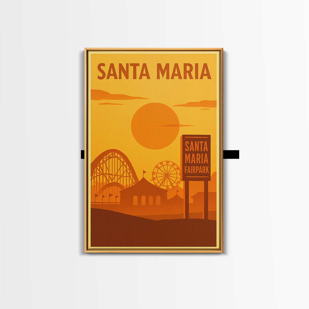 Santa Maria California Travel Poster, Canvas Print, Golden Travel Poster Art, Santa Maria Wall Art, Travel Poster Art, City Travel Prints